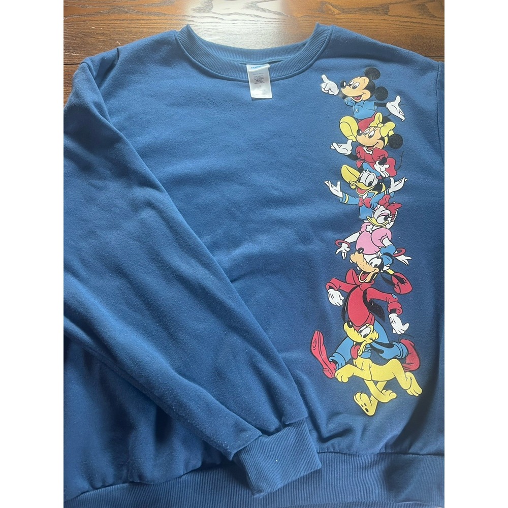 Mickey and Friends Disney Character Graphic Blue Crewneck Pullover Sweatshirt L
